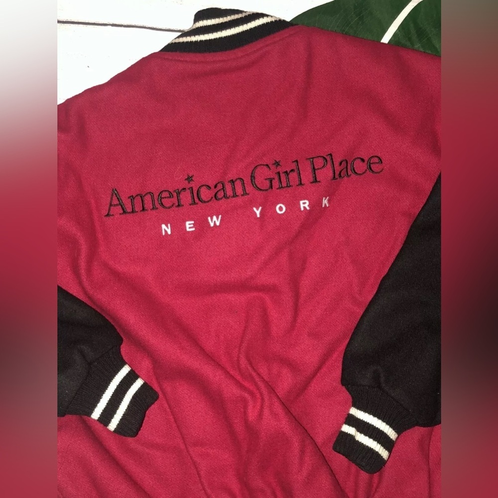 American Girl Girls’ Wool Bomber Varsity Letterman Jacket Coat Size S Red
